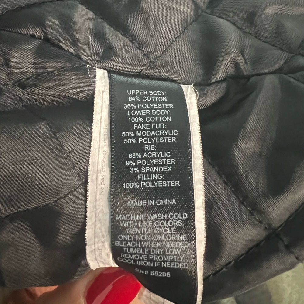 EXPRESS Two Toned Quilted Parka Hooded Jacket with Thumb Holes size S - Picture 9 of 12